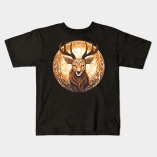 Golden Stag - Deer King Kids T-Shirt